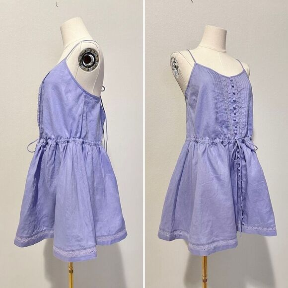 NWT Joslin Harriet Linen Mini Dress 6 Beachy Boho Cottage Pastel Fairy $400 MSRP - Picture 7 of 12